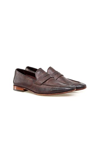 FRANCO CALVANI Brown Laceless Genuine Leather Men's Shoes