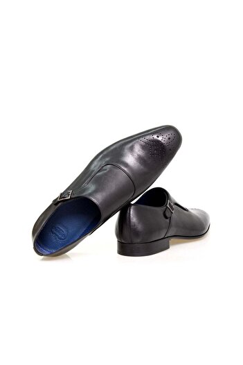 FRANCO CALVANI Black Color Laceless Genuine Leather Men's Shoes