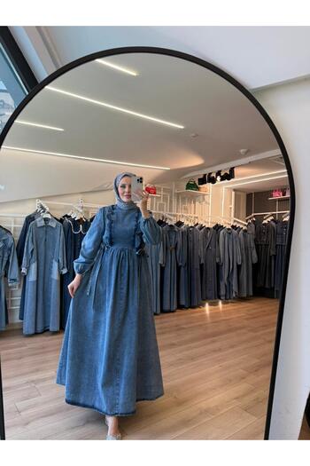 OlaLady Rochie din denim pentru femei, model Heidi, cu îmbrăcăminte islamică
