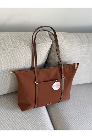 BAGLOVİS Askilari Large Tan Women's Shoulder Bag with Ring Detail En42 Boy32