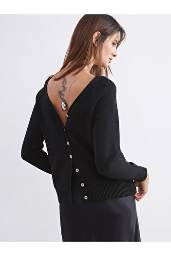 LC Waikiki Black V-Neck Women's Knitwear Cardigan