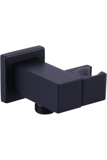 TAFASSELL Wall Union Hand Shower Holder with Adjustable Stick Support, Matte Black