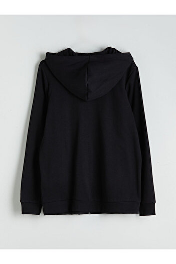 LC Waikiki Black Hooded Women's Thick Zippered Sweatshirt