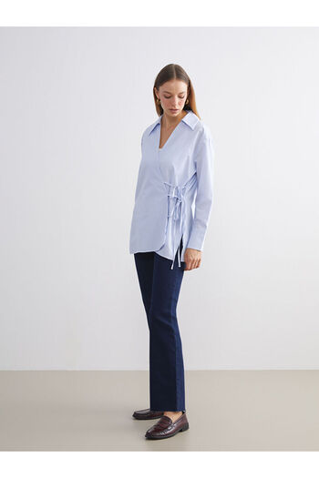 LC Waikiki Blue Tie-Waist Women's Shirt Tunic