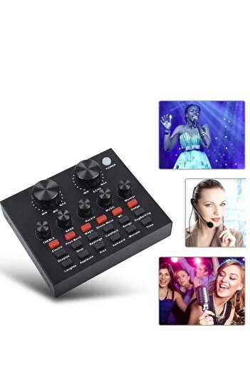 Generic USB V8 Live External Sound Mixer Board with Voice Changer and Multiple Sound Effects