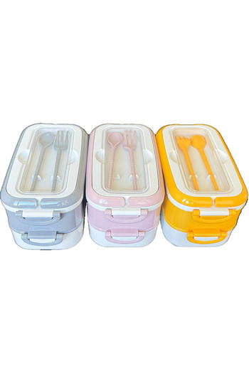 best buy Best 2-Tier Spoon - Fork Portable Student Lunch Container & Lunch Box - Gray