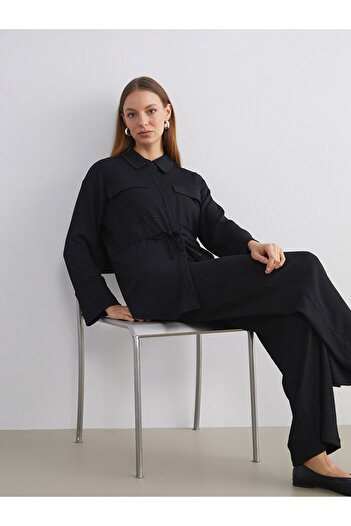 LC Waikiki Black Textured Women's Shirt Tunic