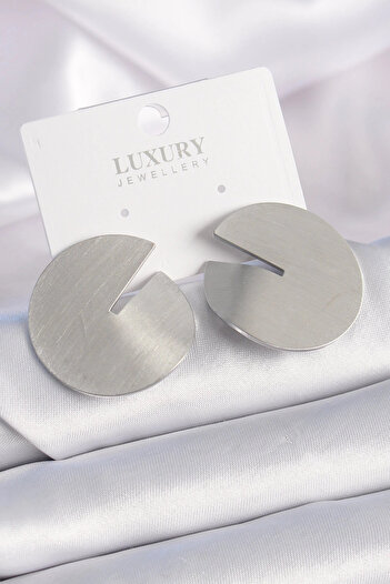 Bernami Special Brass Color Circle Plate Model Women's Earrings Deal!! !