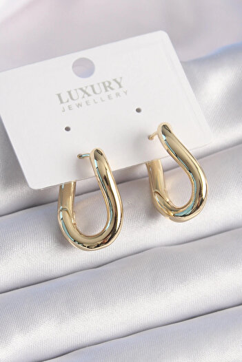 Bernami Special Brass Gold Color Hoop Model Women's Earrings Offer!! !