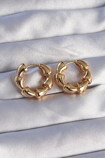 Bernami Special Brass Gold Color Drop Curved Design Hoop Earrings Offer!! !