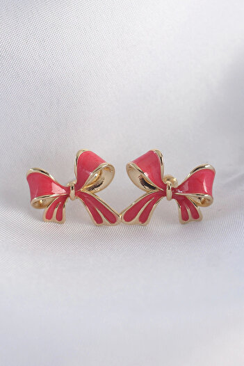 Bernami Special Brass Pink Color Bow Earrings Deal!! !