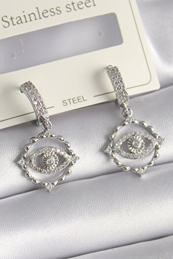 Bernami Special Brass Color Zircon Stone Eye Model Women's Earrings Offer!! !