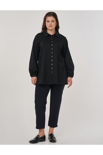 Kayra Baby Collar Viscose Blouse Black