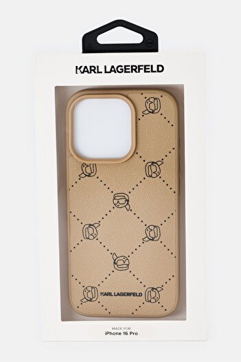 Karl Lagerfeld iPhone 16 Pro Brand Logo Protective Case, Dark Tan