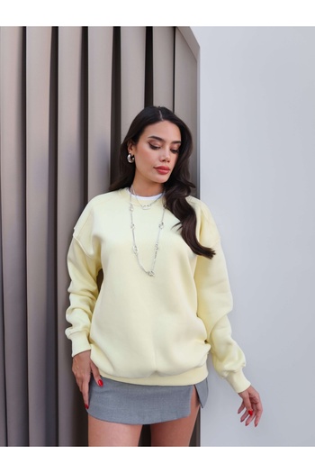 ESRAHELVACI Yellow Oversize Hooded Sweatshirt