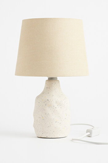 TSUMAB Ceramic Table Lamp with Beige Fabric Shade