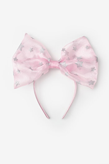 Le Mabelle Pink Star Patterned Organza Bow Girl's Crown