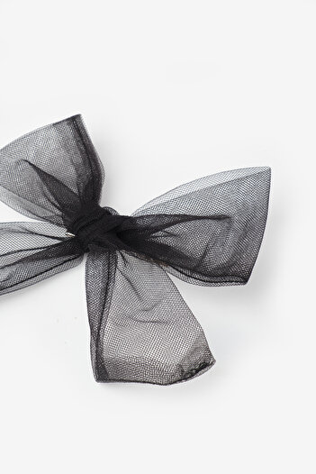 Le Mabelle Black Tie Tulle Bow Girl's Clip Buckle