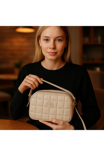 ESTUTE Luxury Women's Quilted 3-Compartment Shoulder and Crossbody Bag