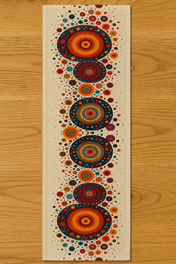 Else Dekor Ethnic Rings Patterned Digital Printing Washable Decorative Runner 40X140Cm