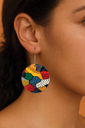 Cekuonline Women's Earrings Patterned Stylist Hooked 3.5X5Cm Round Transparent Earrings Aubrey