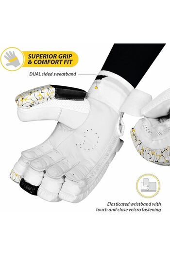 DSC Intense Valor Leather Cricket Batting Gloves, Mens Right (White Turquoise)