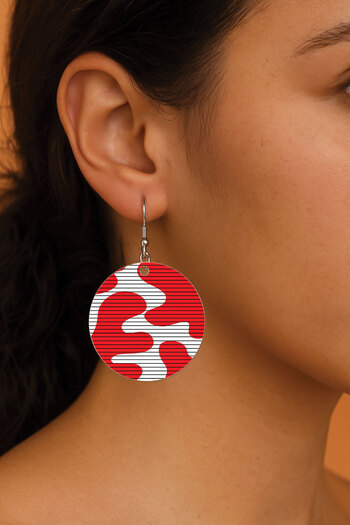 Cekuonline Women's Earrings Patterned Stylist Hooked 3.5X5Cm Round Transparent Earrings Jasmine