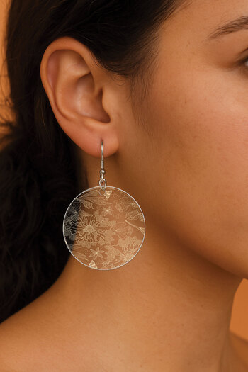 Cekuonline Women's Earrings Patterned Stylist Hooked 3.5X5Cm Round Transparent Earrings Island