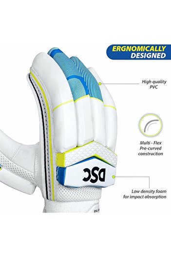 DSC Condor Motion Leather Cricket Batting Gloves, Youth Right (Orange White)