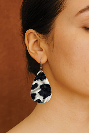 Cekuonline Women's Earrings Patterned Stylist Hook Printed Earrings Drop Transparent Grazia