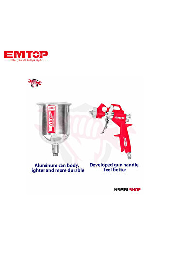 EMTOP Professional inverted paint spray gun - 400cc capacity, high accuracy and perfect performance for base coats