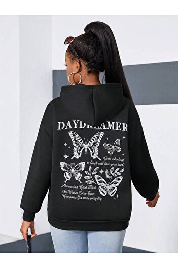 aynewmoda Woman butterfly Printed Hooded top