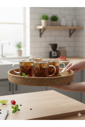 Tasarım Evi 4-Piece Good Morning Borosilicate Glass Cup 250 ml 4 Pieces