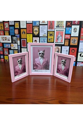 Peramari Decorative Wooden Art Triple Picture Frame Pink