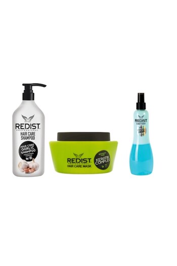 Redist Set Shampoo Garlic 1000 ml + Keratin Mask + Spray Conditioner 400 ml