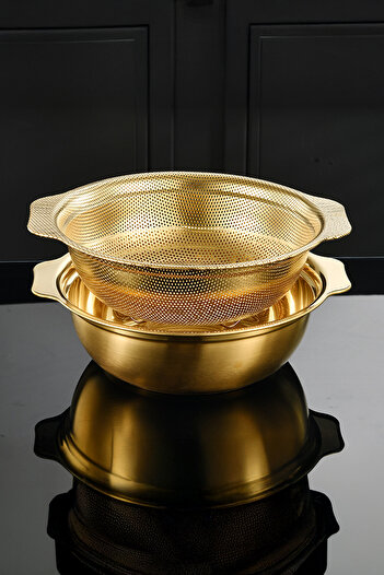 Vadi Gold Stainless Steel Mixing Bowl – Deep Round Kitchen Bowl 26 cm