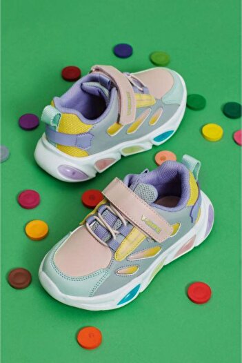 Vicco Lamb Children's Colorful Lighted Velcro Lightweight Sports Shoes 346.25K.227