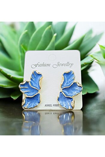 Candy Bleu Feuille Blue Leaf Earrings