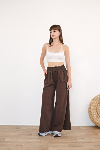 Molly Nelly Women's Cotton Elastic Wide Leg Summer Trousers