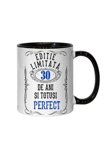 T&M Personalizare Cană personalizată - Ediție limitată 30 de ani și perfectă, interior negru, 330 ml