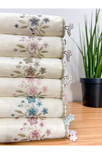AYHANHOME 6-Piece Floral Earring Embroidered Colorful Dowry Set 30X50 Kitchen Towel Set