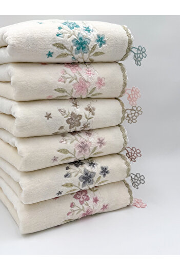 AYHANHOME 6-Piece Floral Earring Embroidered Colorful Dowry Set 30X50 Kitchen Towel Set