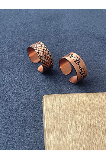 Rupen Kraft Handmade 100% Copper 2 Piece Design Ring Adjustable Copper Ring Unisex Copper Ring
