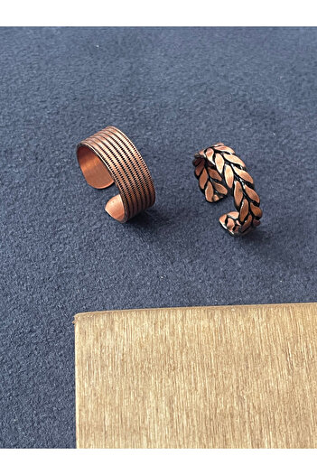 Rupen Kraft Handmade 100% Copper 2 Piece Design Ring Adjustable Copper Ring Unisex Copper Ring