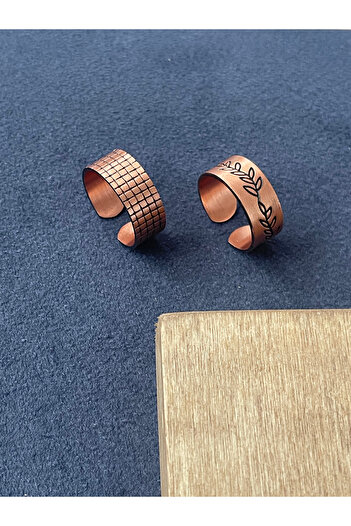 Rupen Kraft Handmade 100% Copper 2 Piece Design Ring Adjustable Copper Ring Unisex Copper Ring