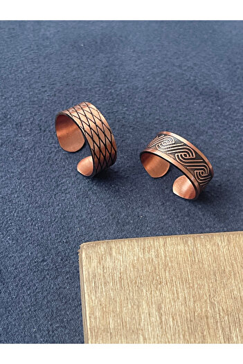 Rupen Kraft Handmade 100% Copper 2 Piece Design Ring Adjustable Copper Ring Unisex Copper Ring