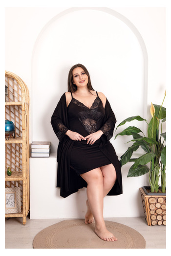 Lady Plus Size Home Dress-Robe