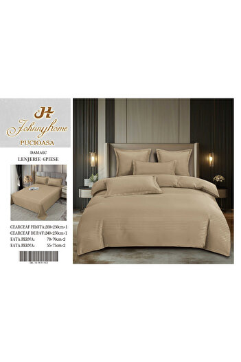 FIONNA.RO Damask Cotton Linen 6 Pieces - Beige