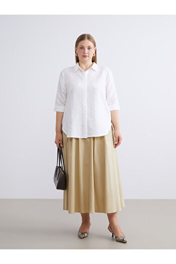 LC Waikiki Sparkling Choices from Shining Store |   Standard Fit Poplin Pleated Skirt