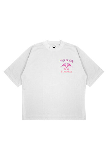 PURE EFFECT Μπλουζάκι Unisex Oversize VICE BEACH με στάμπα Boxy Fit από χοντρό ύφασμα